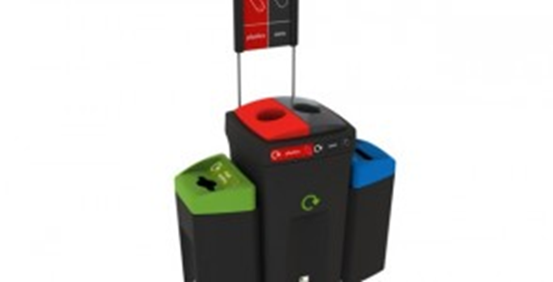 Plastic recycling bins - Recycling bin Envirobin HUB with 4 streams